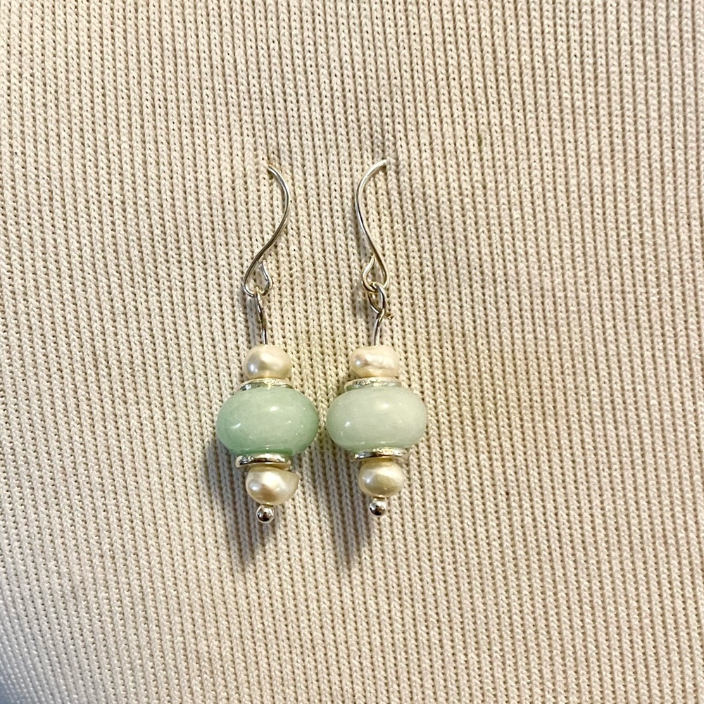 Handmade Silver and Natural Aquamarine Earrings